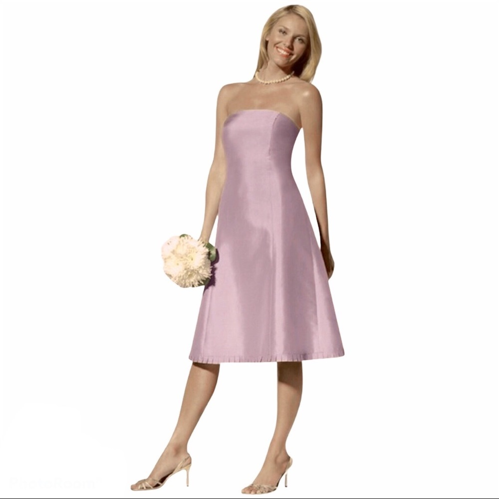 Ann Taylor Pink Silk Dupioni Strapless Midi Tea Dress 8
